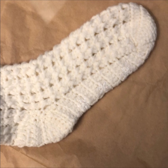 Hand Knitted Long Sweater Socks w/Flower Sz 6-10 - Picture 3 of 4